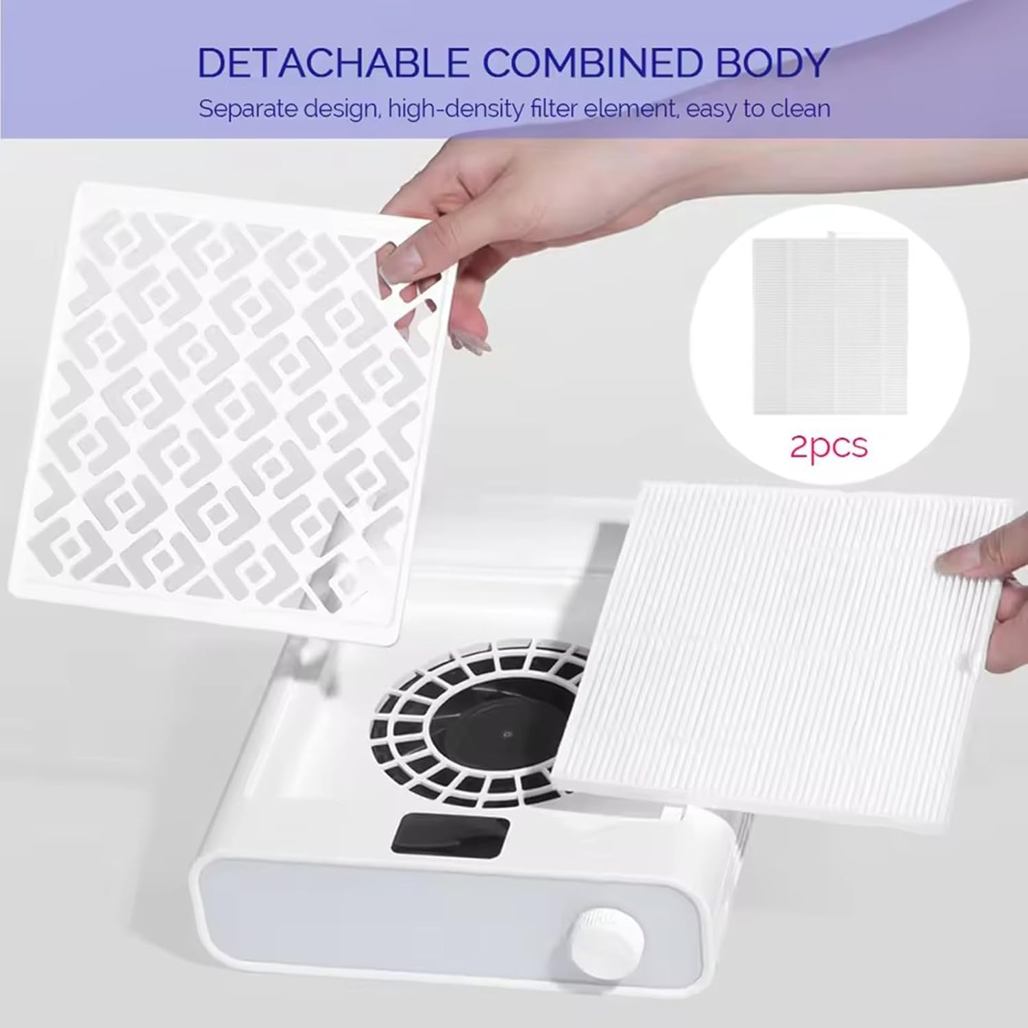 Nail Dust Collector - Brushless Quiet Vacuum Suction Fan Extractor with Hand Pillow 2 Filters 1 Brush, Nail Dust Cleaner Machine for Acrylic Gel Nail Polishing Nail Tech Use