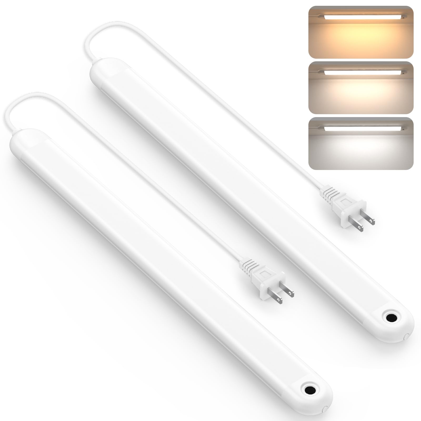 MYPLUS Under Cabinet Lights with Hand Wave Sensor, 5 Color Temps and Dimmable Plug in Light Strip for Indoor,Kitchen,Cabinet,Counter（2-Pack）