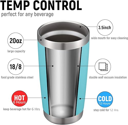 Miniatura 2 de COMOOO - Taza de viaje de doble pared aislada al vacío, de 20 onzas, vaso de acero inoxidable con tapa para bebidas frías y calientes, con