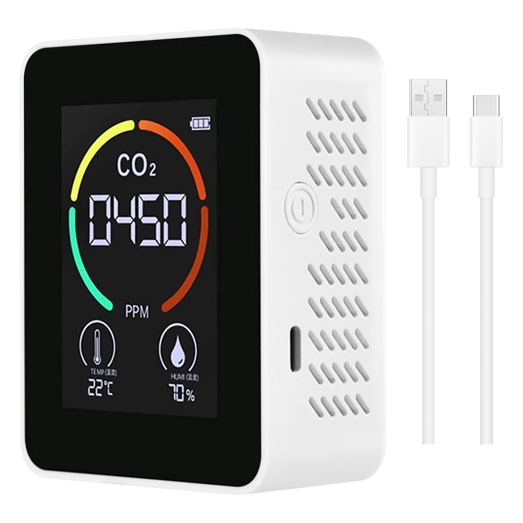 Littimoon Temperature & Humidity Meter, Air Quality Monitor, CO2 Detector, Digital Air Pollution Carbon Dioxide Detector