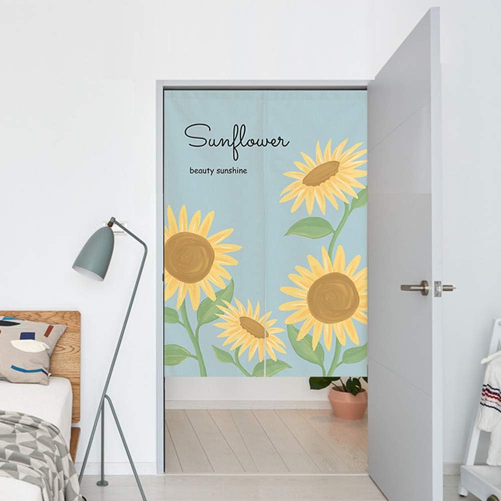 Japanese Noren Curtain Tapestry Sunflower Printed Doorway Curtain Bedroom Living Room Door Curtain Home Decoration, 33 x 35 inches
