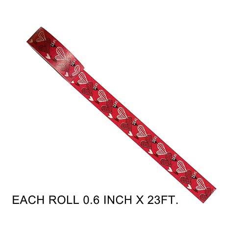 Miniatura 4 de Juego de 6 rollos de cinta washi de corazón, cinta adhesiva Washi de corazón dulce, 0.6 x 23 pies de cinta decorativa Washi para álbumes de