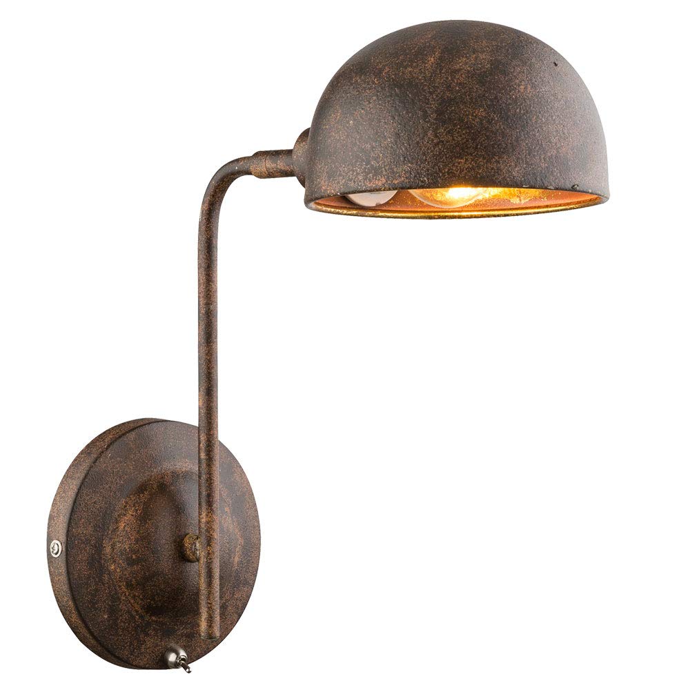 Lampada da parete sonno camera degli ospiti lettura illuminazione oro ruggine faretto mobile Globo 58307W