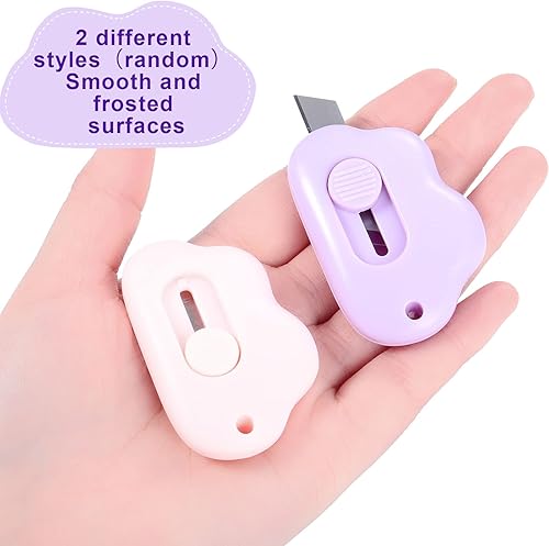 Miniatura 4 de Zonon 6 piezas mini abrecartas retráctil, pequeño y lindo llavero cortador de caja, pequeños cuchillos retráctiles utilitarios abrecartas para