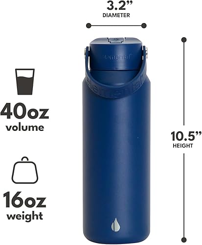 Miniatura 19 de Elemental Botella de agua aislada de 40 onzas con pajilla, botellas de agua con núcleo de acero inoxidable 100% a prueba de fugas para viajes,
