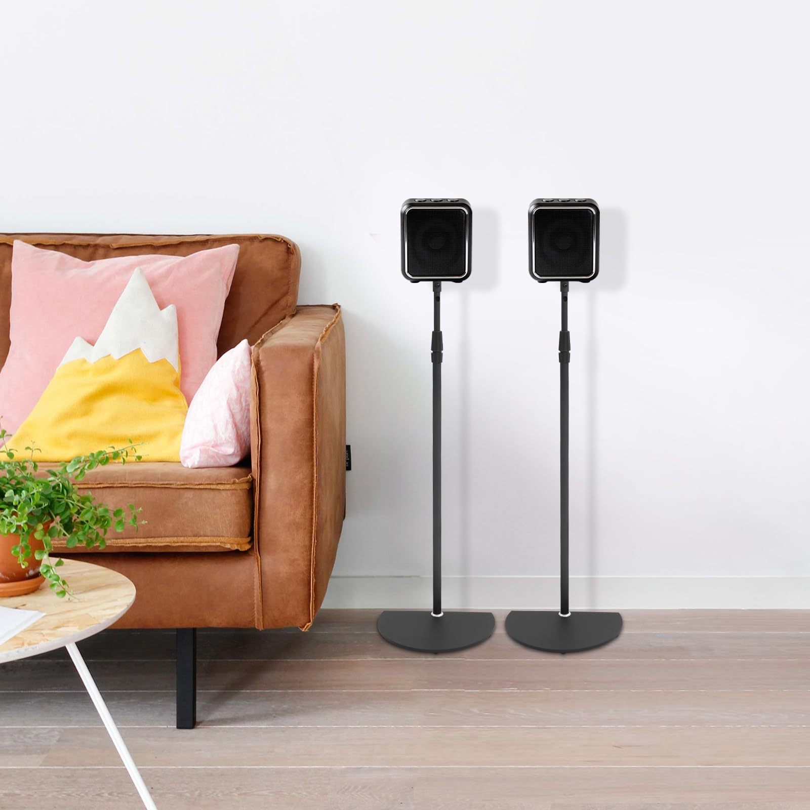 2 piezas de soporte de altura ajustable, soporte de altavoz de pie de 70 cm a 120 cm, soporte para altavoz trasero, soporte para altavoces para cine en casa, estudio y sala de estar, hasta 1,5 kg