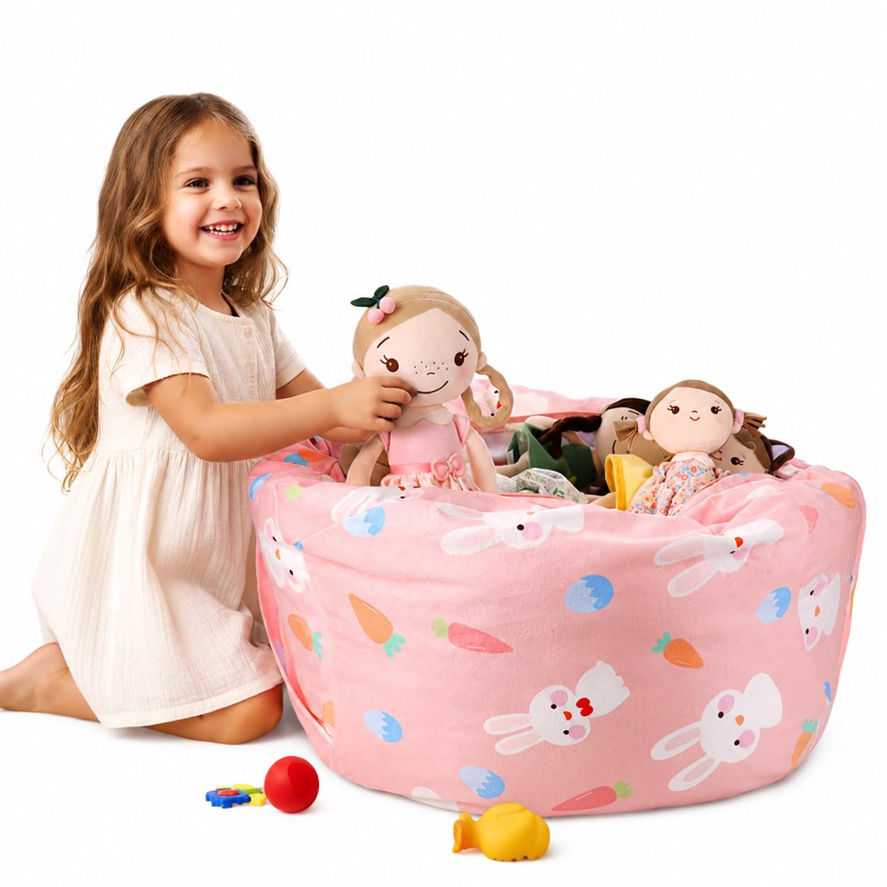 Housse pouf doudou XXL sac de rangement chambre enfant 200 l chatons GAGAKU