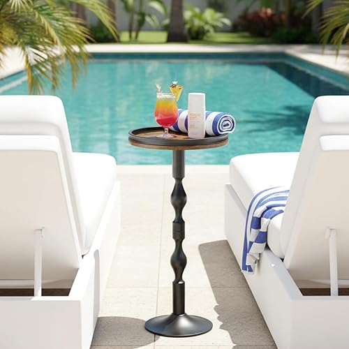 Miniatura 8 de Mesa redonda pequeña para bebidas, mesas de pedestal, mesa auxiliar redonda pequeña para espacios estrechos, mesa auxiliar para sala de estar,