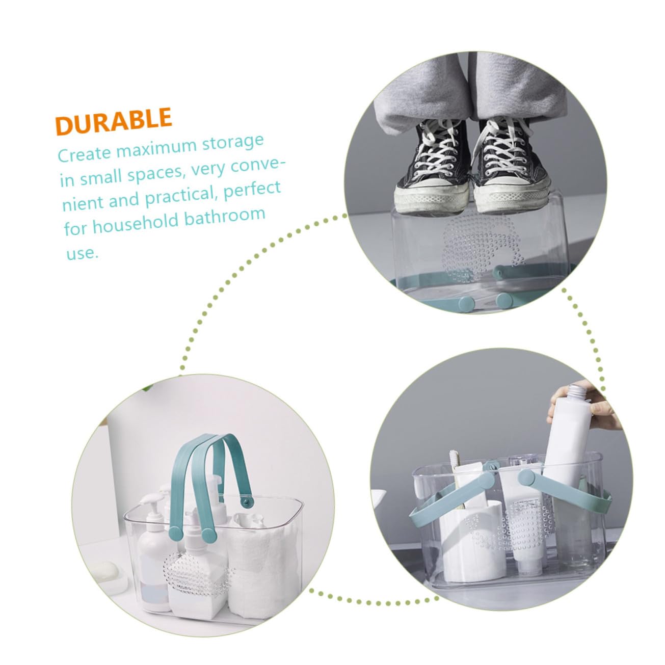 NUOBESTY Cesta de Ducha Ballena de Plástico para Baño con Asa Portátil | Organizador Reutilizable, se Mantiene Firme sobre Superficie Plana, Adecuado para Gel y Toallas