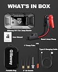 Gillaway Q11 4000A Jump Starter, Portable Car Jump Starter with Air Compressor, 150PSI Car Battery Jump Starter (9.0 Gas/8.0L Diesel), 12V Jump Box Car Battery Jumper Starter with Large LCD Display