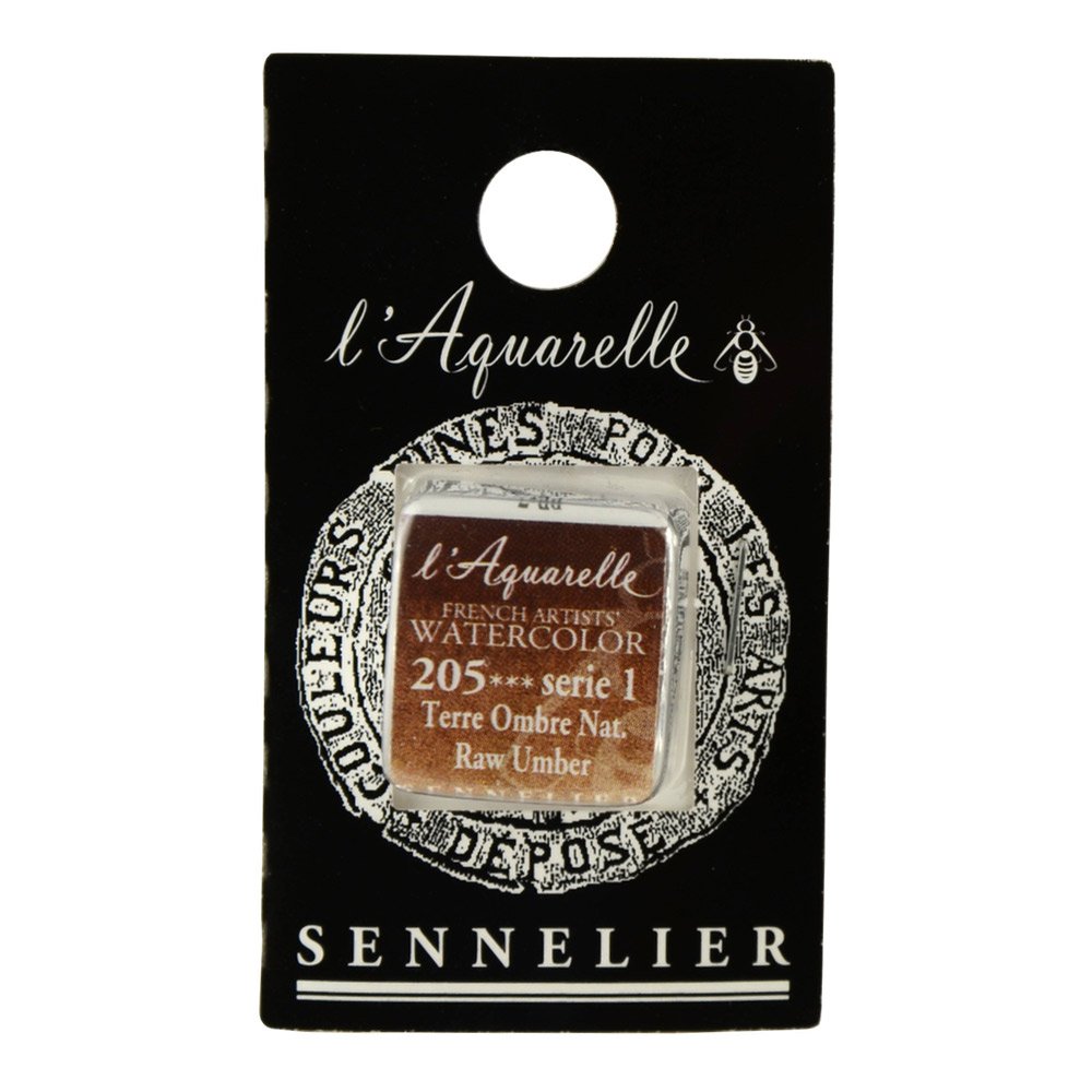 Sennelier Raw Umber S1 French Artists' Watercolor, Half Pan,