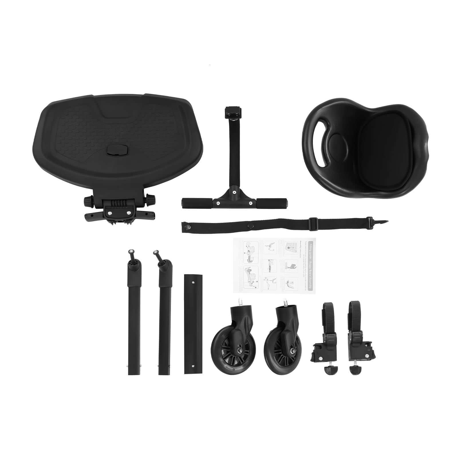 Pedana universale per passeggino, con sedile 2 in 1, portata 50 kg, per passeggino 2-6 anni, ruote girevoli a 360° con sospensioni, superficie antiscivolo