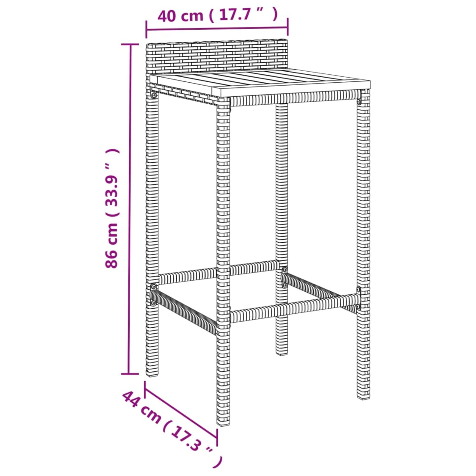 Mesa Bar y taburetes jardín 9 pzas Mesa Cocina con sillas Mesa Alta Exterior mesas Altas y taburetes Juego de Mesa de Bar Madera Acacia ratán PE Negro 3187688