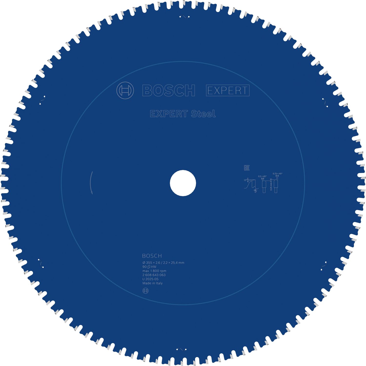 Bosch - Expert Serisi Metal İçin Daire Testere Bıçağı - 355 X 25,4 X 2,6 Mm, 90 Diş