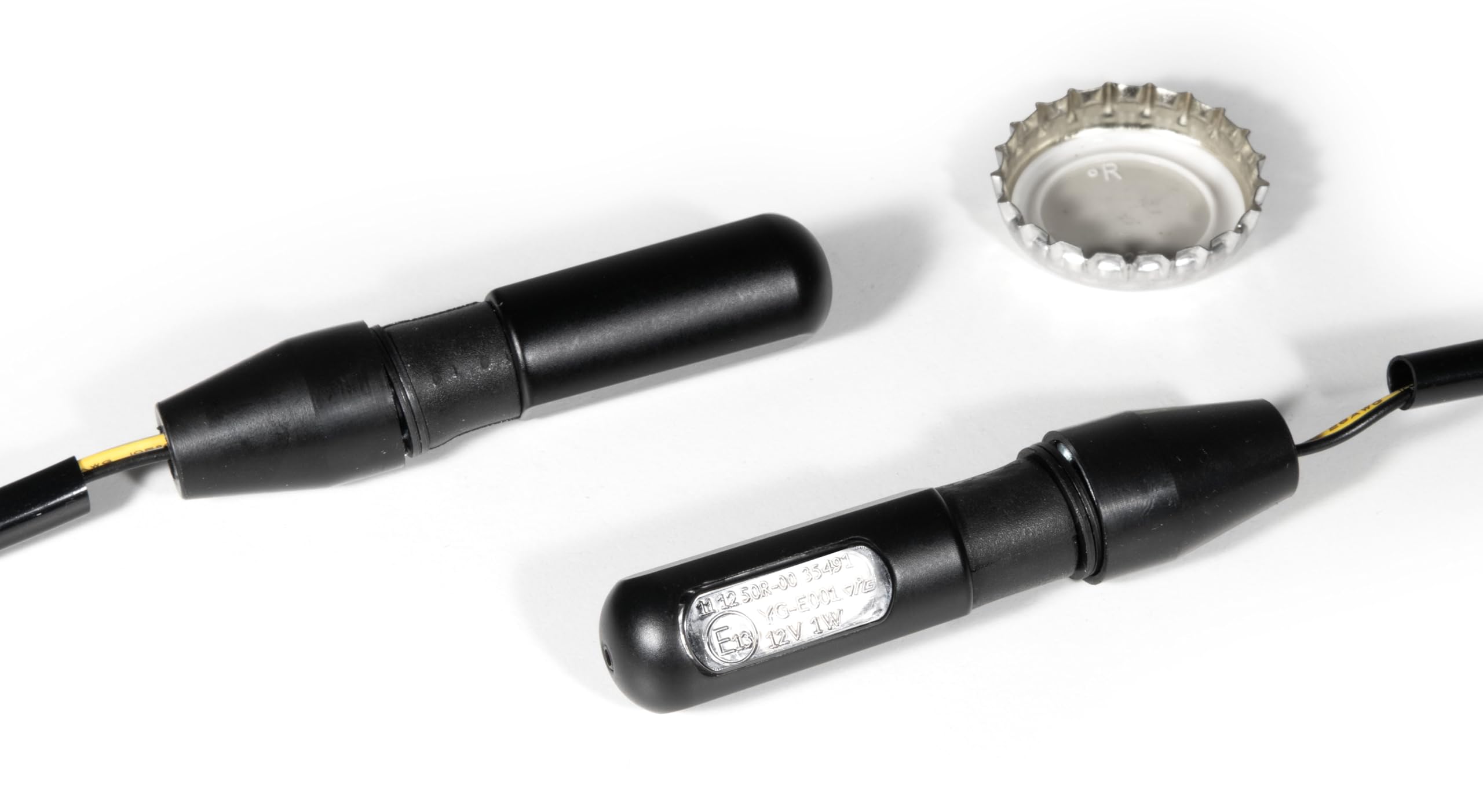 Mini Blinker Micro Stake LED Set Schwarz Getönt Alu ECE - Für Harley Chopper Custom