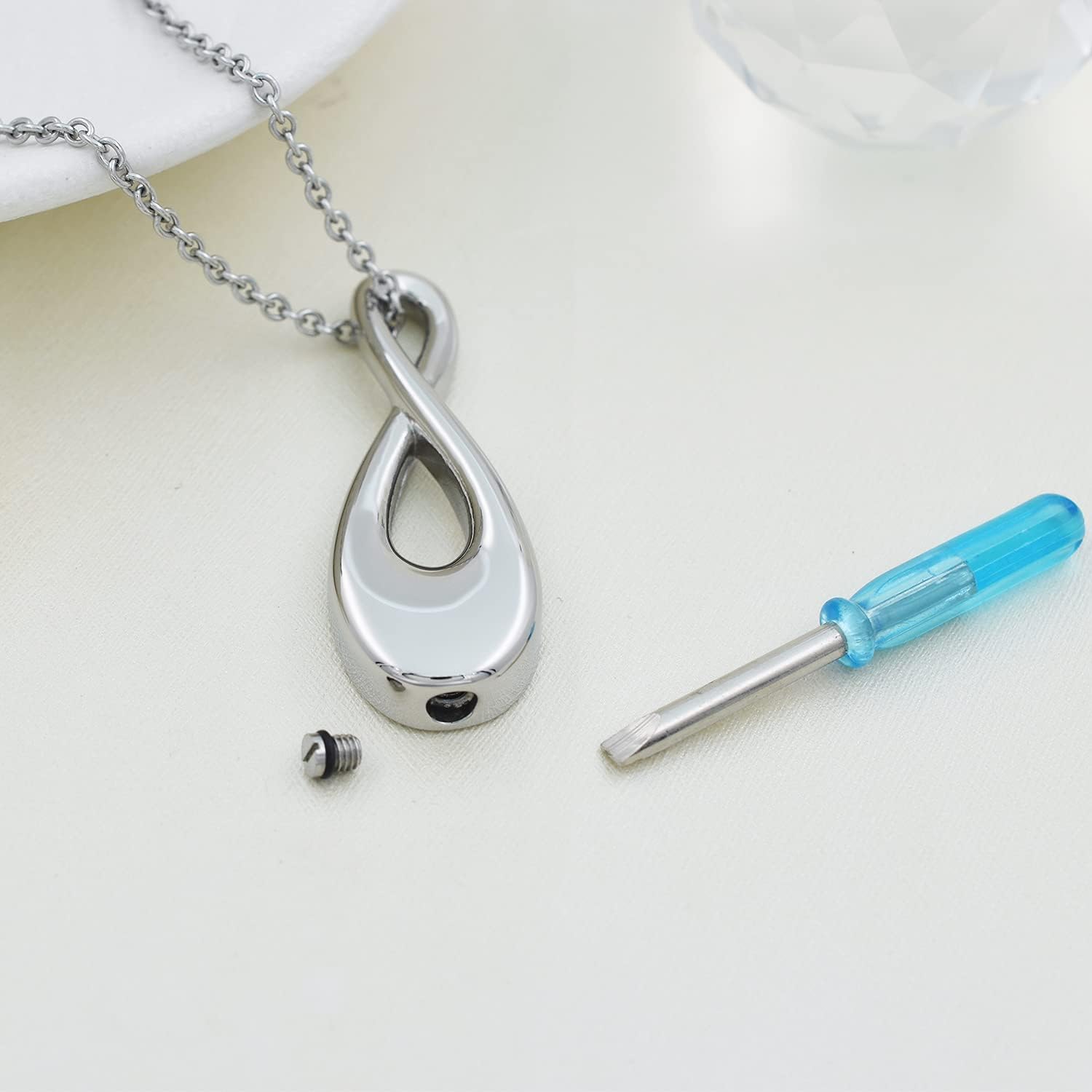 SIYUU Infinity Love Cremation Jewelry for Women Men Urn Pendants for Ashes Holder Memorial Keepsake Urn Necklace Cremation Ashes Jewelry for Pet/Human - Image 3