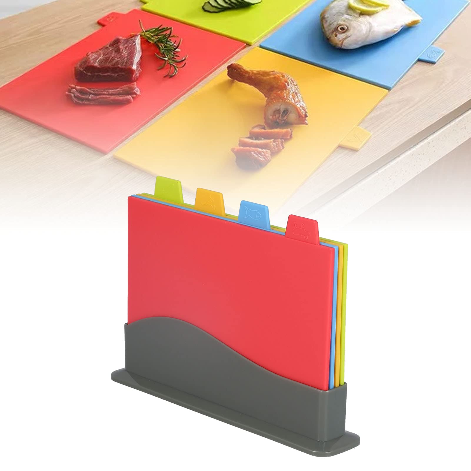 Juego de Tablas de Cortar de Plástico, Duraderas de 4 Piezas con