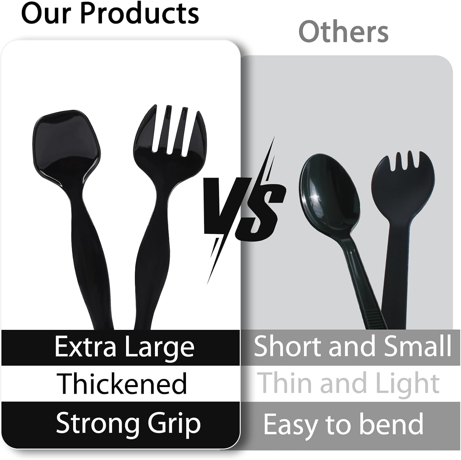 75 Pcs Plastic Serving Utensils, Disposable Black Heavy Duty Serving Spoons, Forks, and Tongs for Parties, Buffets, Banquets, Weddings, Birthdays, and Daily Use