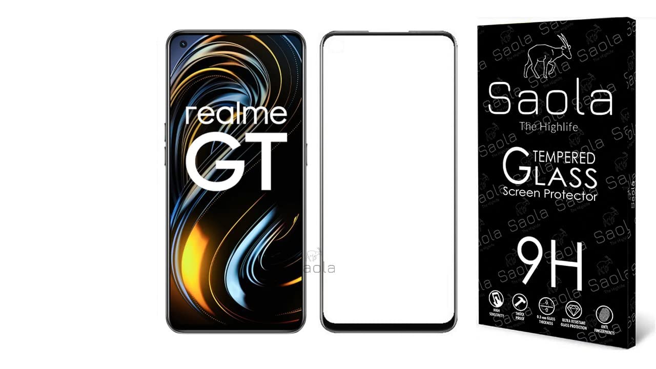 Saola® 11D Tempered Glass For Realme GT 5G (PACK OF 1) with Free Installation Kit. Full screen Coverage - 6.43 inch