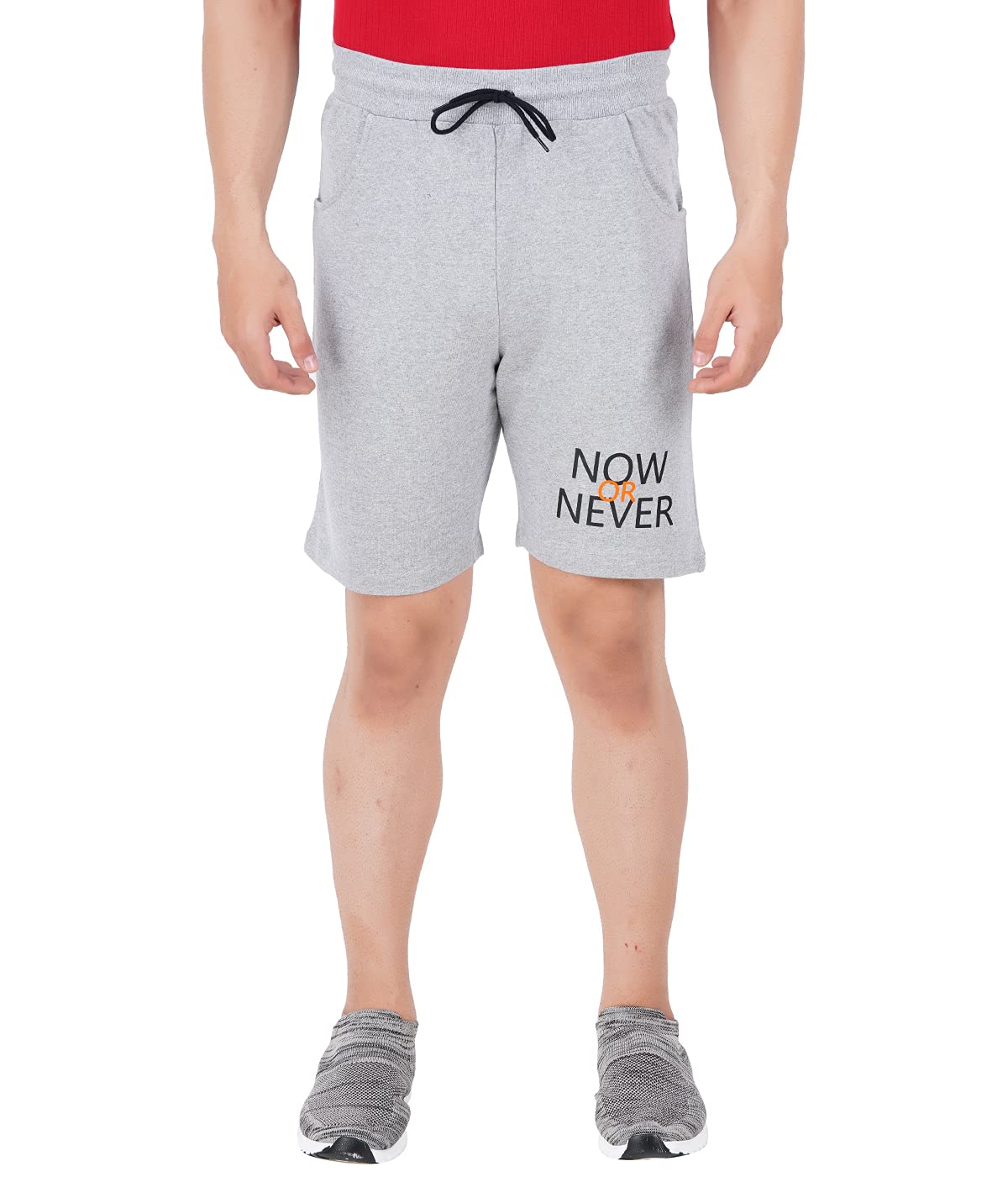 now or never Men's Printed Cotton Blend Shorts Grey-picture-44