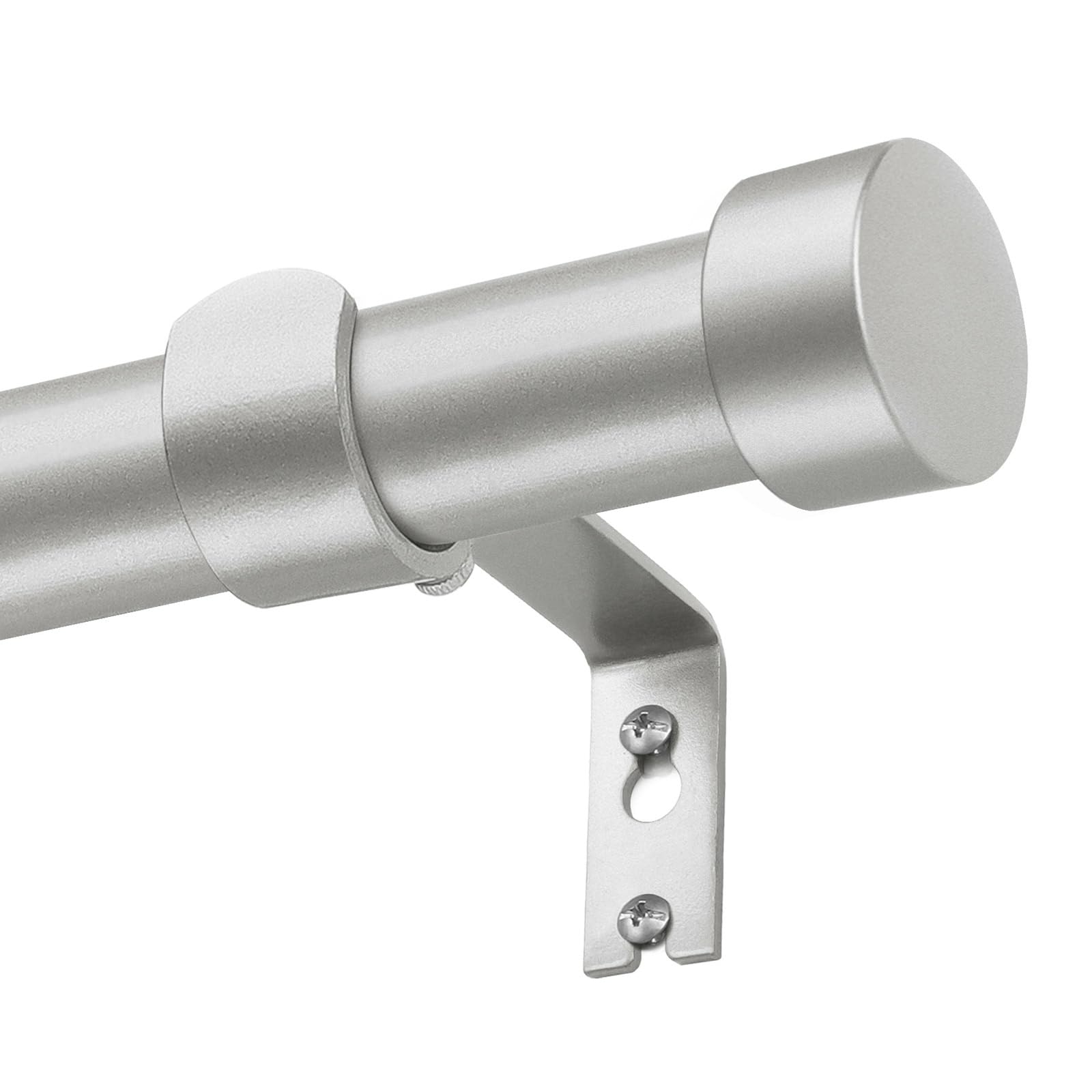 KAMANINA Barra de cortina plateada de 80 a 365 cm, 25 mm de diámetro para cortinas con ojales, barra de cortina ajustable con remates de extremo para ventanas