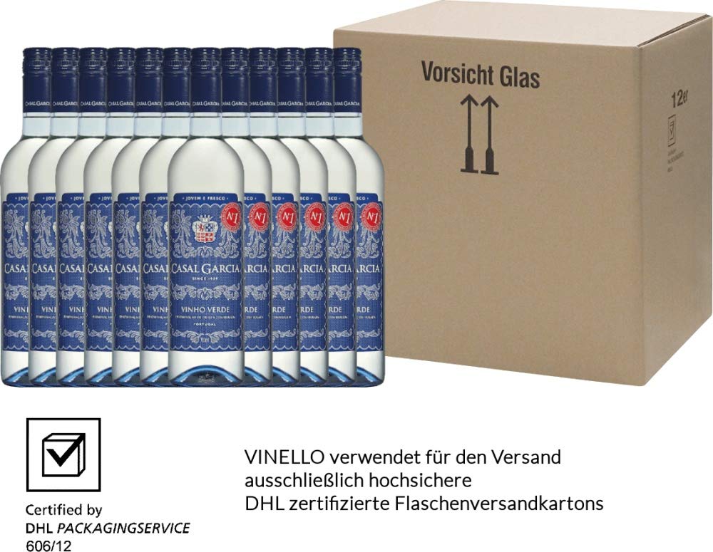 Vinho Verde von Casal Garcia - Weißwein 12 x 0,75l VINELLO - 12er - Weinpaket inkl. kostenlosem VINELLO.weinausgießer