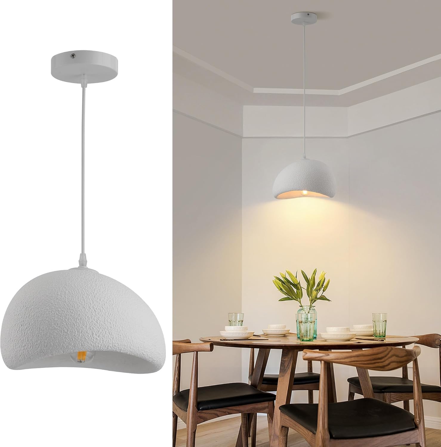 Small Wabi Sabi Pendant Lights Hanging Lamp Lighting Fixture Ceiling Mount White Modern Japanese Lamp Japandi Chandelier for Dining Living Room Hallway Bedroom Restaurant-image-14