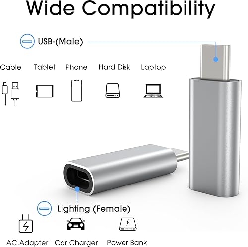 Miniatura 4 de Adaptador Lightning a USB C, 1 paquete de adaptador de carga rápida PD para iPhone serie 15iPadMacBookSamsungGoogle y más dispositivos tipo C, no OTG
