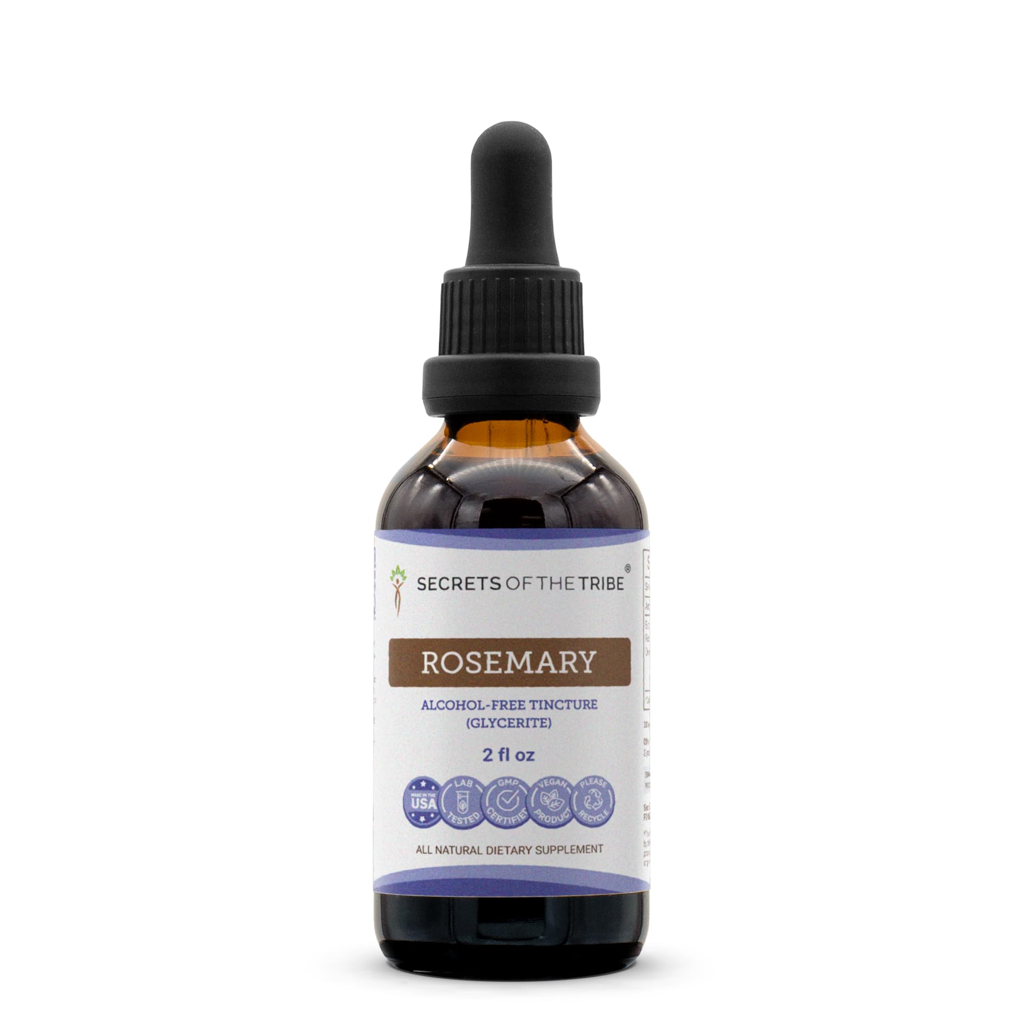 Secrets of the Tribe Rosemary Alcohol-Free Liquid Extract, Rosemary (Rosmarinus Officinalis) Dried Leaf Tincture Supplement (2 FL OZ)