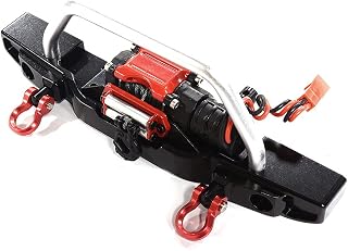 Integy RC Model C30601BLACKSILVER Realistic Front Bumper w/ LED & Power Winch for Axial SCX10 III Scale Crawler