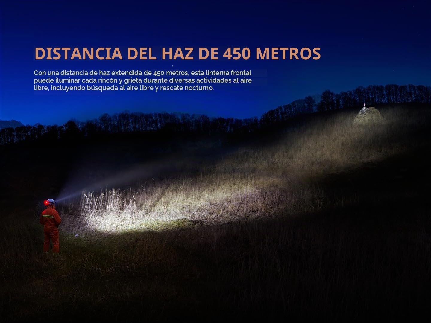 fenix HP35R, linterna frontal recargable ultra potente | 4000 lúmenes | 450 m | 500 horas máximo | Cómoda diadema ancha | Batería de 10,000 mAh con cable de extensión | Luz trasera roja de seguridad |