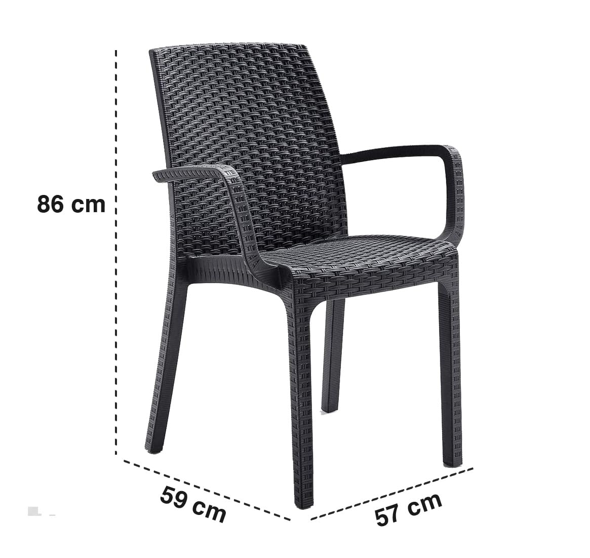 BICA Verona - Sedia da giardino con braccioli, in grafite, resistente alle intemperie
