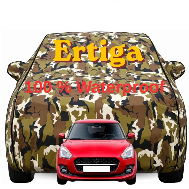 Image of Durable Full Body Waterproof Ertiga Car Cover | Premium Polyester Jungle Print Cover | Custom Fit Vehicle Protection | UV Resistant, Dustproof, Scratch Resistant, Heat & Wind Protection