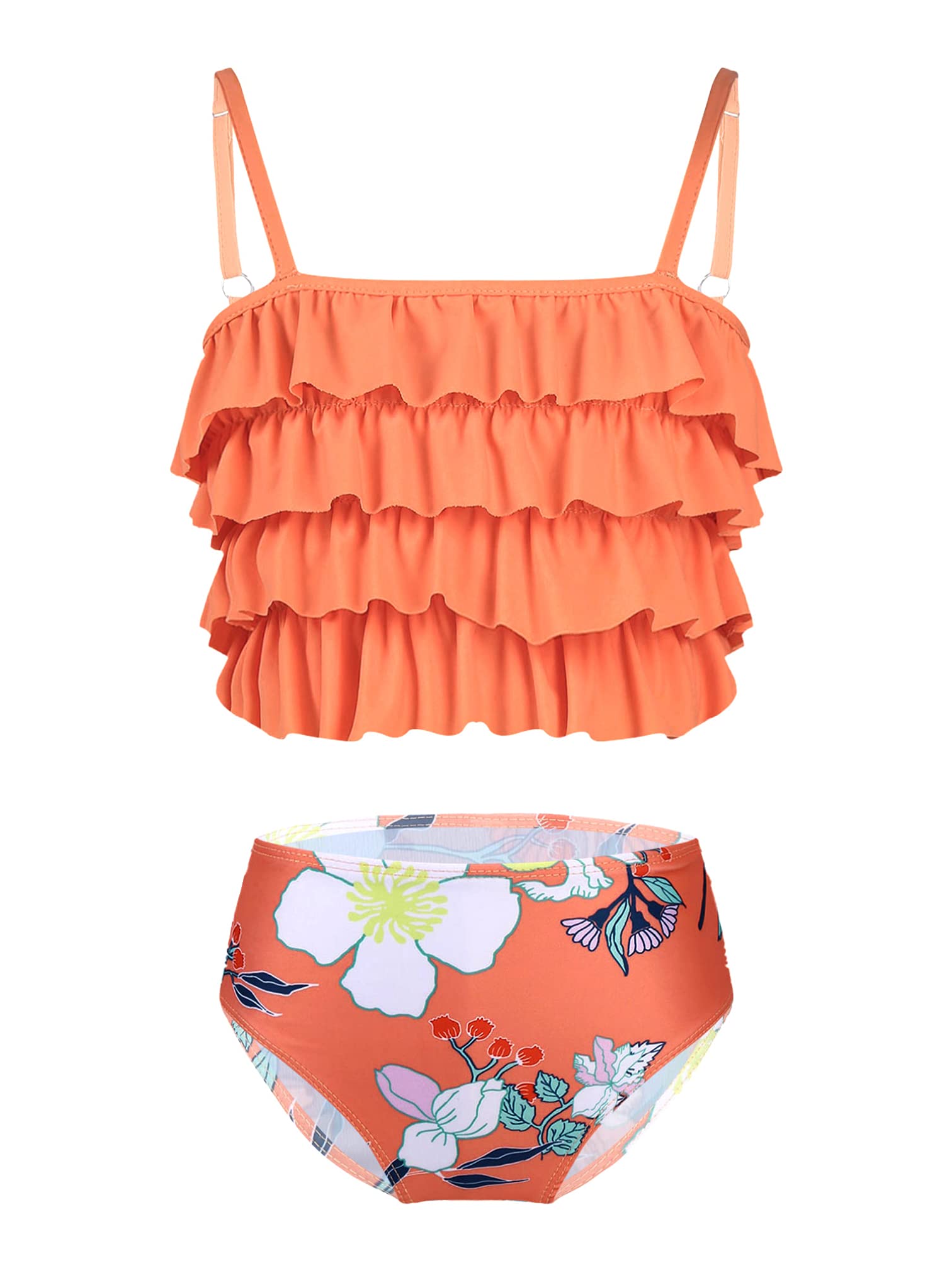MSemis Traje de Baño de Dos Piezas para Niña Bañador Unicornios de Natacion Ropa de Baño Bikini Niña Top Volantes +Braguitas Estampados Swimsuit