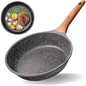 Frigideira Antiaderente Cerâmica Funda com Cabo de Madeira Cozinha Saudável Sem Óleo Compatível com Fogão a Gás e Indução (26cm)