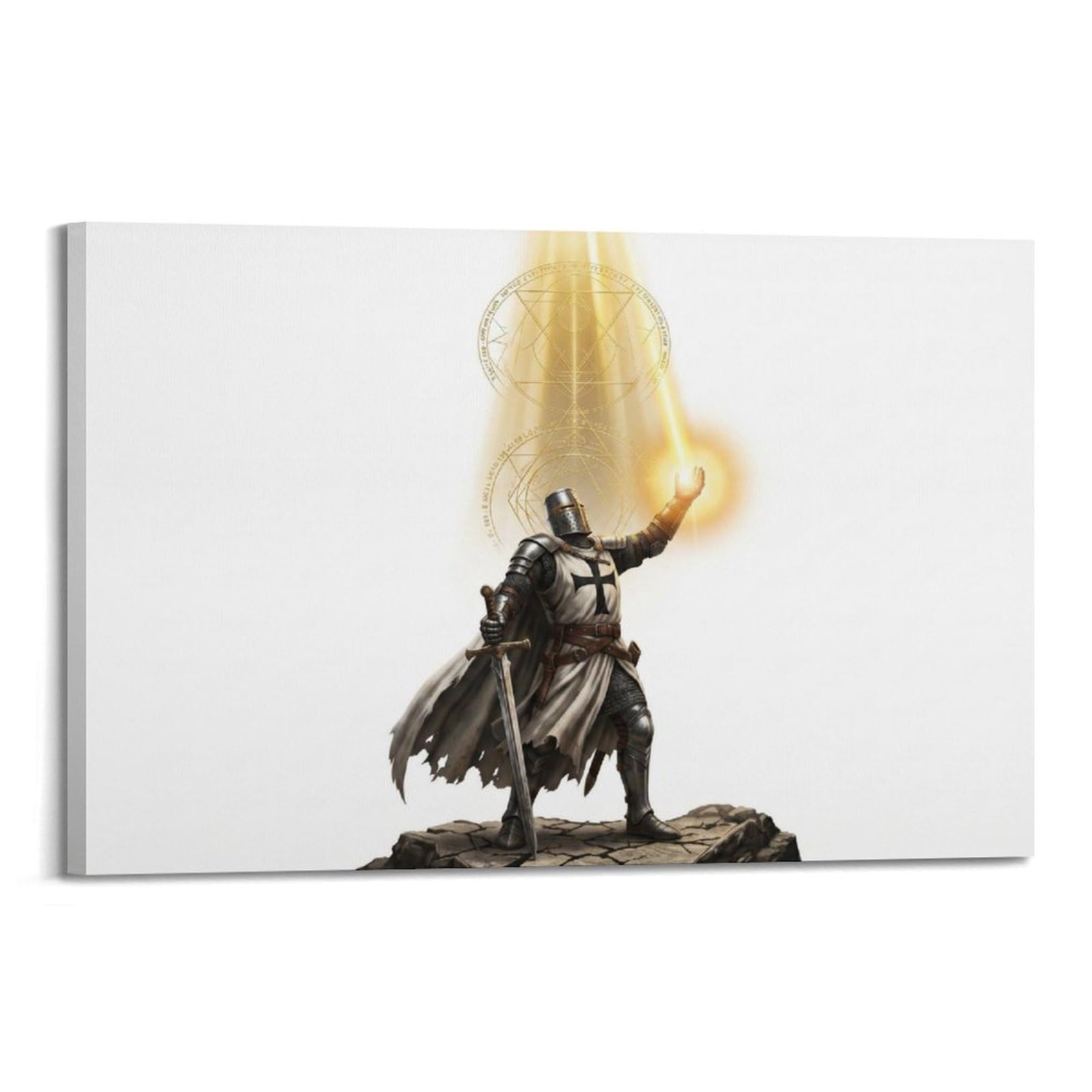 OKNGB Vintage Knights Templar Poster Holy Medieval Armor Faith Decorative Painting Canvas Art Picture 24x36inch(60x90cm)