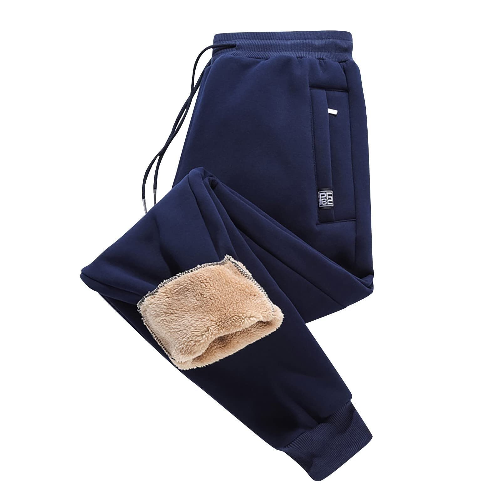 Pantalones de jogging para hombre Pantalones deportivos grises negros con forro para hombre Pantalones térmicos largos de invierno para hombre con banda elástica Pantalones de entrenamiento con puños