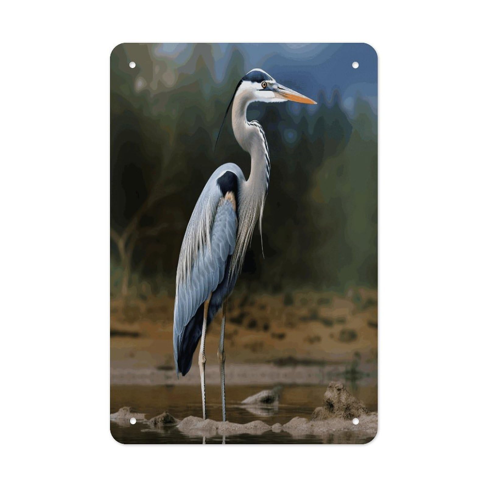 VstaDank Heron Metal Tin Signs Personalized Wall Art Prints Decoration Art Poster Funny Vintage Tin Sign Iron Sheet Painting Metal Signboard Decor Painting for Wall Decor