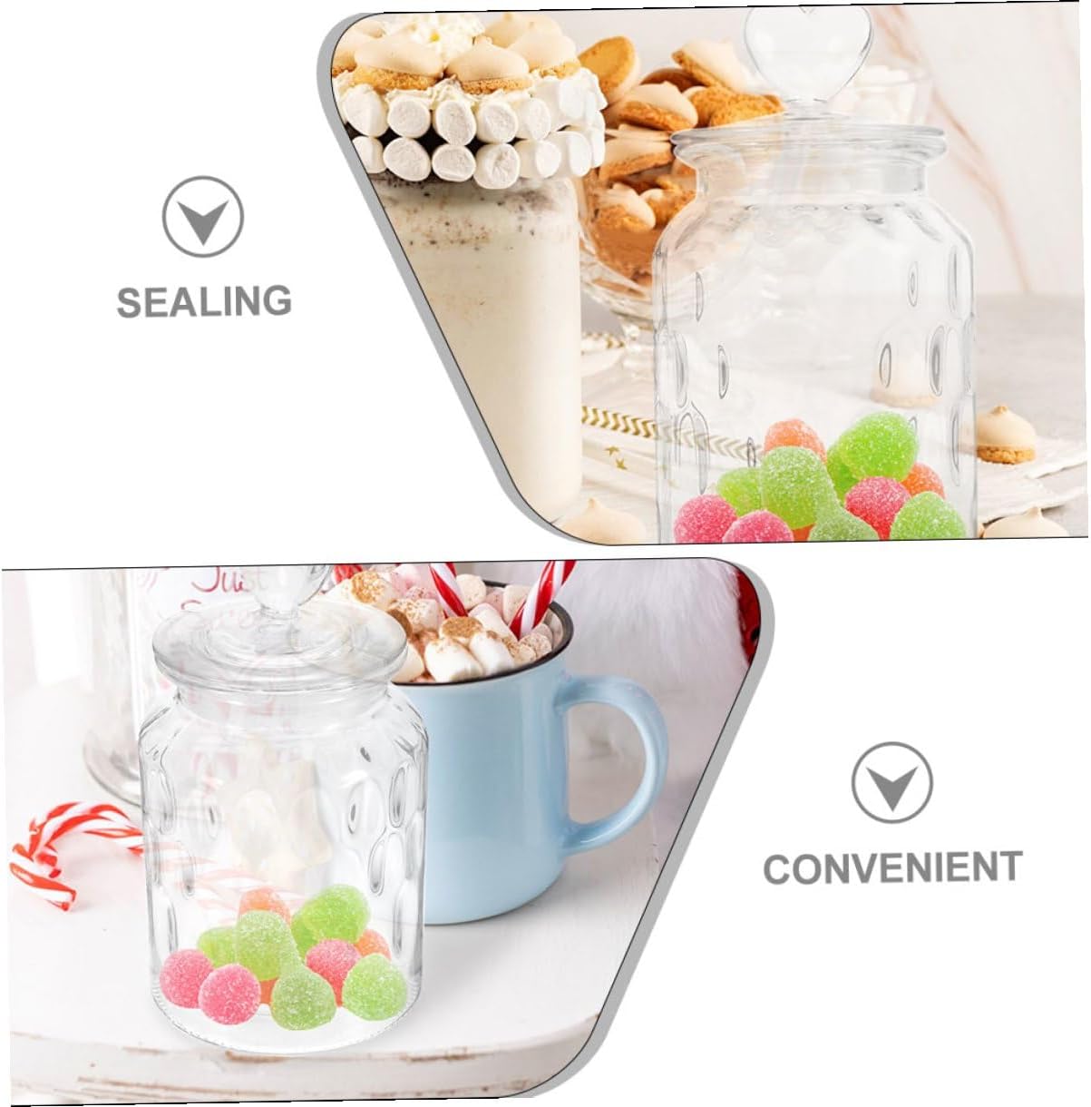 Glass Storage Jar and Airtight Tea Canister with Sealing Lid, Medium Glass Food Container for Cereals, Coffee Beans, Sugar – 2pcs Set for Kitchen Pantry Organization