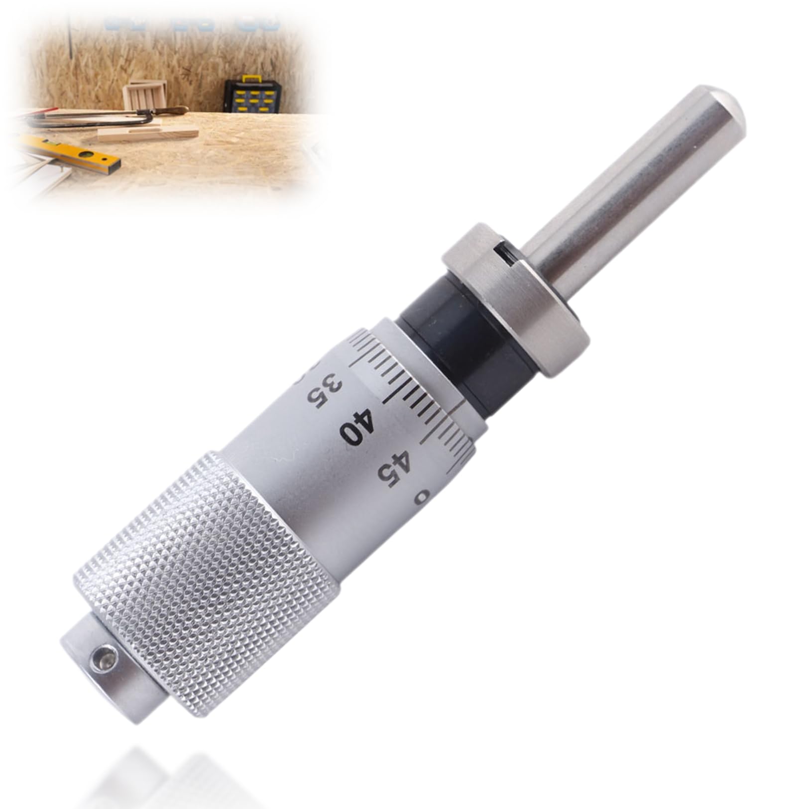 Micromètre 0-13mm, tête de micromètre, cosse d'arrêt à cliquet, écrou de serrage, outil de tête de micromètre de type plat, pour le réglage fin de divers instruments(Rotule avec écrou)