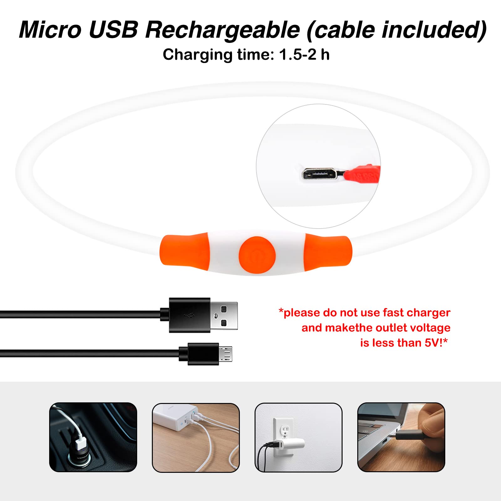 Leuchtende Hundehalsbänder, mehrfarbig, über USB wiederaufladbar, Dlitk LED-Hundehalsband, 1 Stück, TPU, schneidbare Größe, leuchtendes Halsband für Hunde, Hundehalsband für große, mittelgroße und