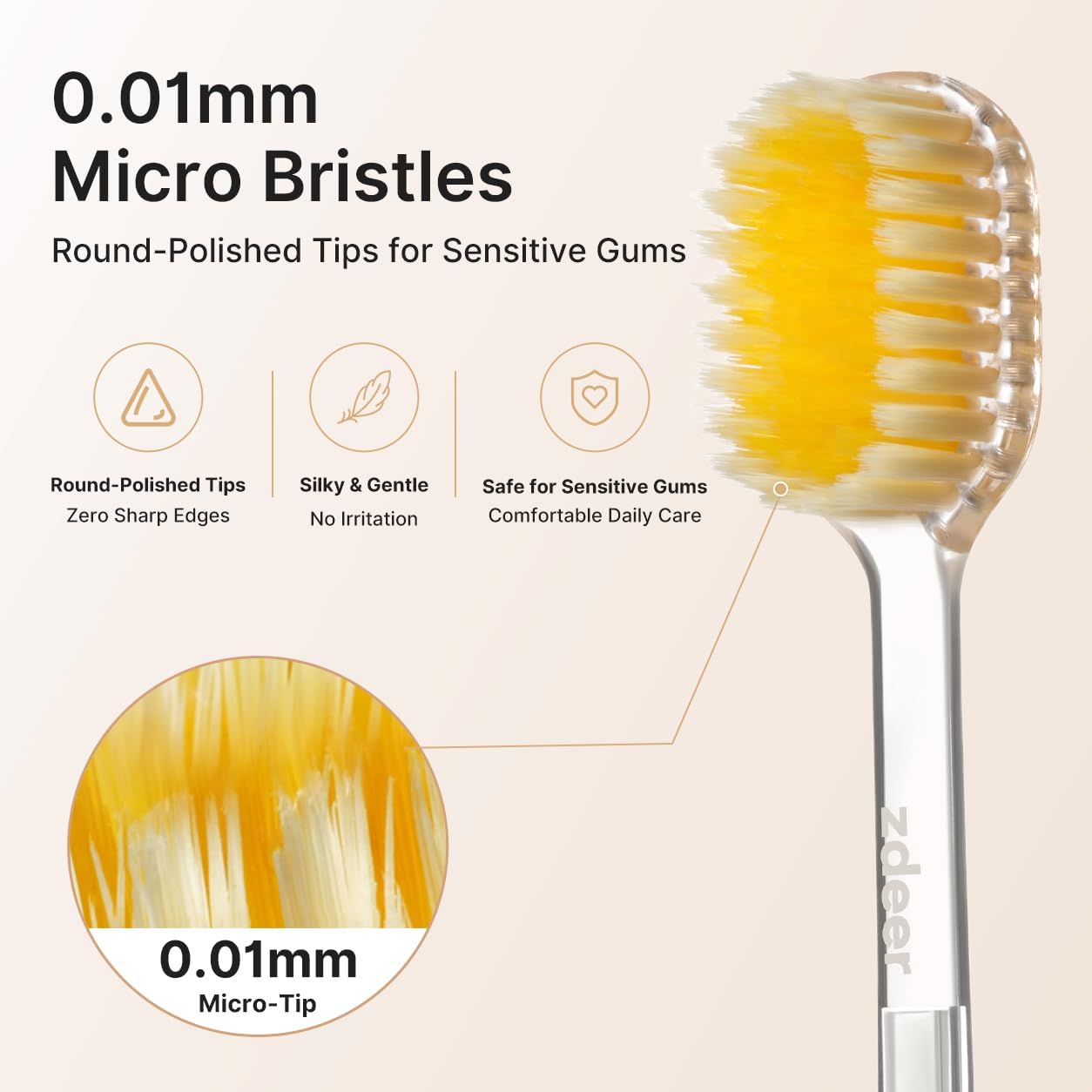 ZDEER Metal Handle Manual Toothbrush with 6 Replaceable Soft Bristle Heads, [Sensitive Gum Friendly] Reusable Premium Oral Care Toothbrush Set for Adults, Ideal Gift, Perfect Present for Birthday image 3