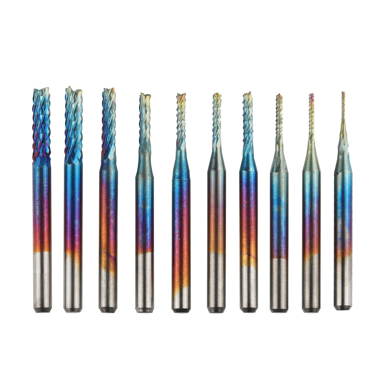 10-teiliges Schaftfräser-Set – 0,8–3,175 Mm, Hartmetall Mit Titanbeschichtung, Für CNC & Holz