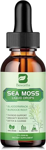 Miniatura 7 de B BEWORTHS Gotas líquidas de musgo marino, gel orgánico de musgo marino irlandés con espirulina, vejiga, raíz de bardana, suplemento de gel de masa