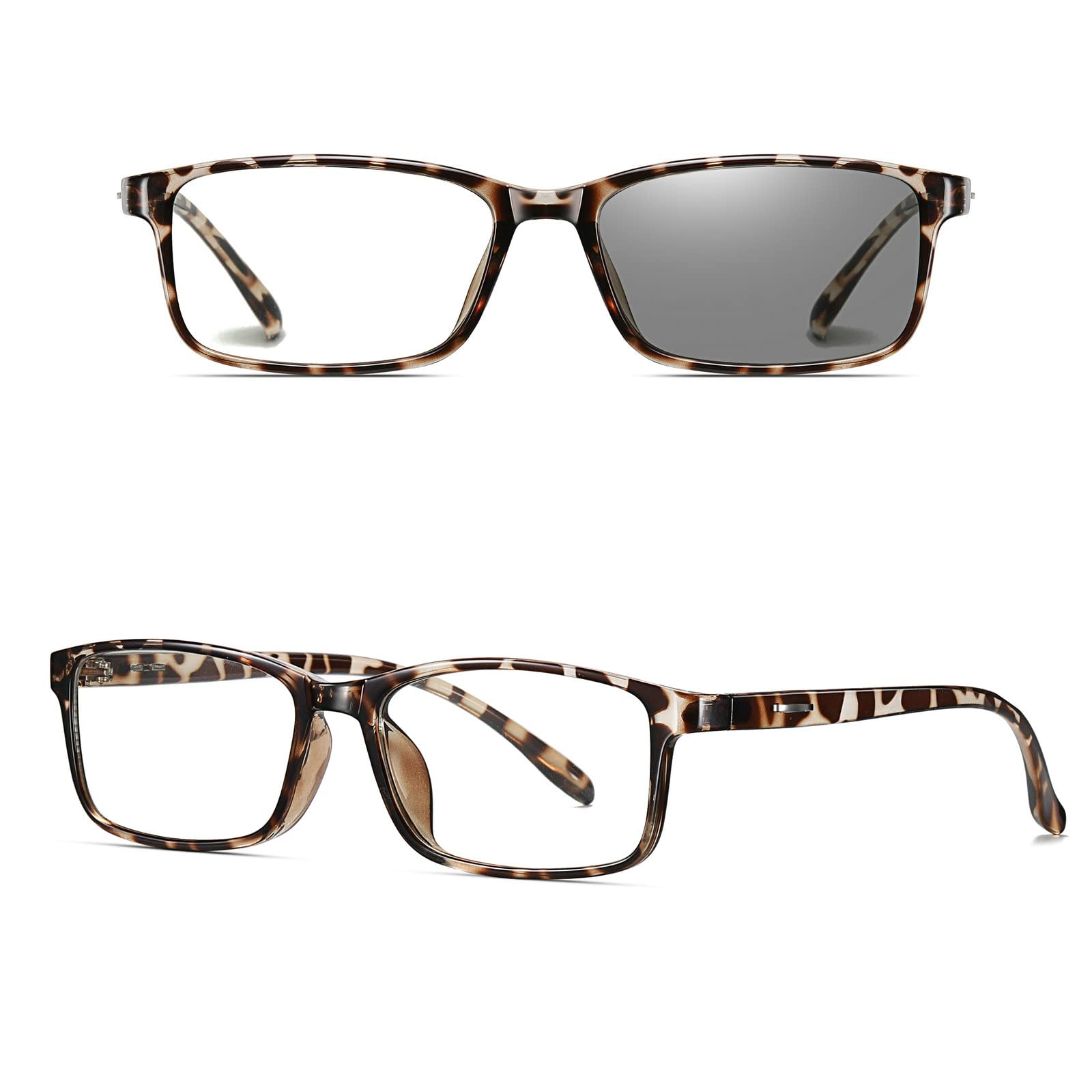 laureles Fashion Men's Photochromatic Square Photochromic Reading Glasses Women Vintage TR90 Full Frame Eyewear Female