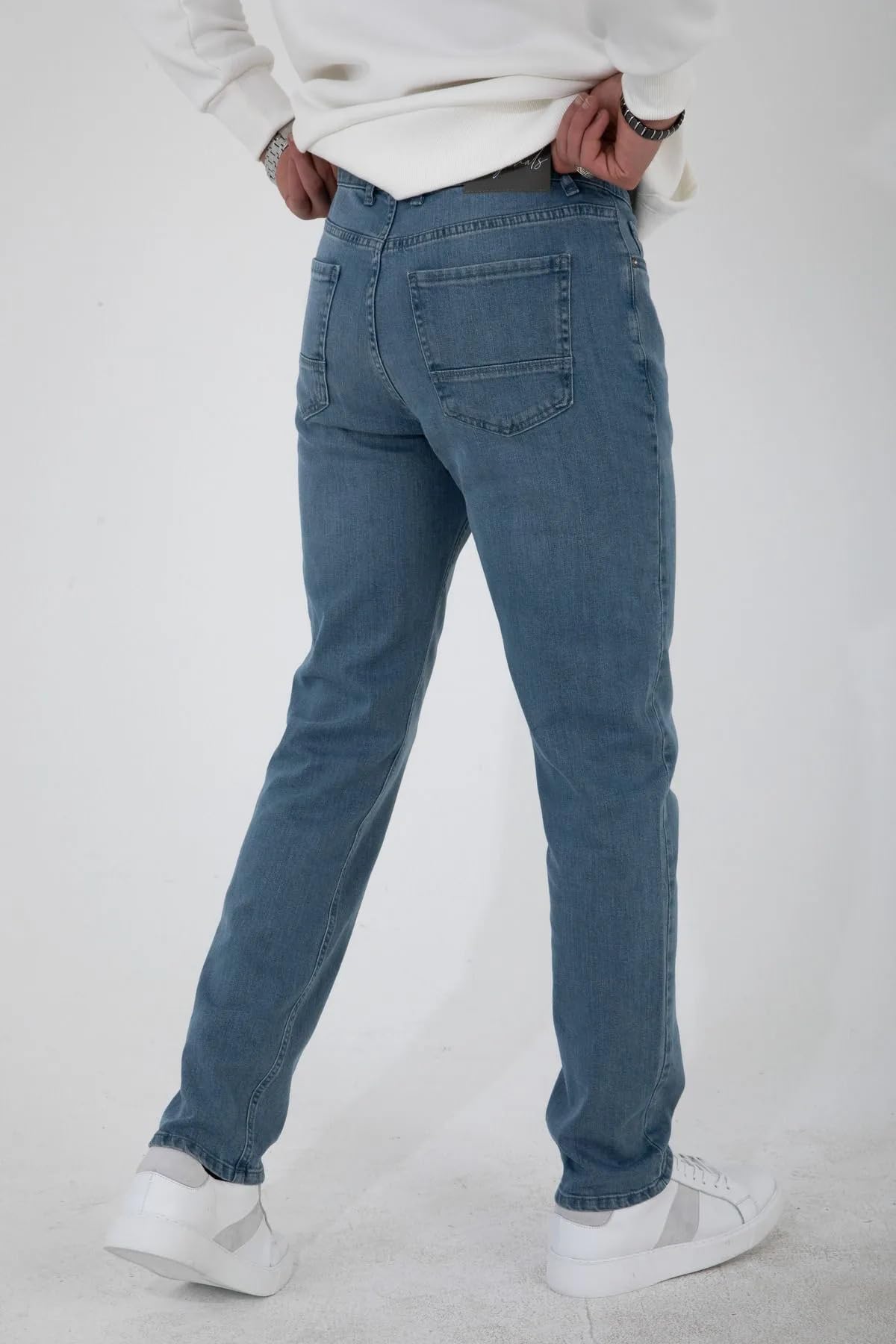 HALAT'S Herren Regular Fit Lycra Jeans Pipe Leg Casual Cut Jeans Hose