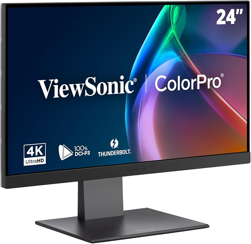VP2488-4K 24 Inch 4K UHD IPS Monitor, Thunderbolt 4, 100W USB-C | Compatible With Mac and PC; 98% DCI-P3 Color Gamut For Graphic Design, Photo Editing, Daisy Chain, Power Delivery, Ergo Stand