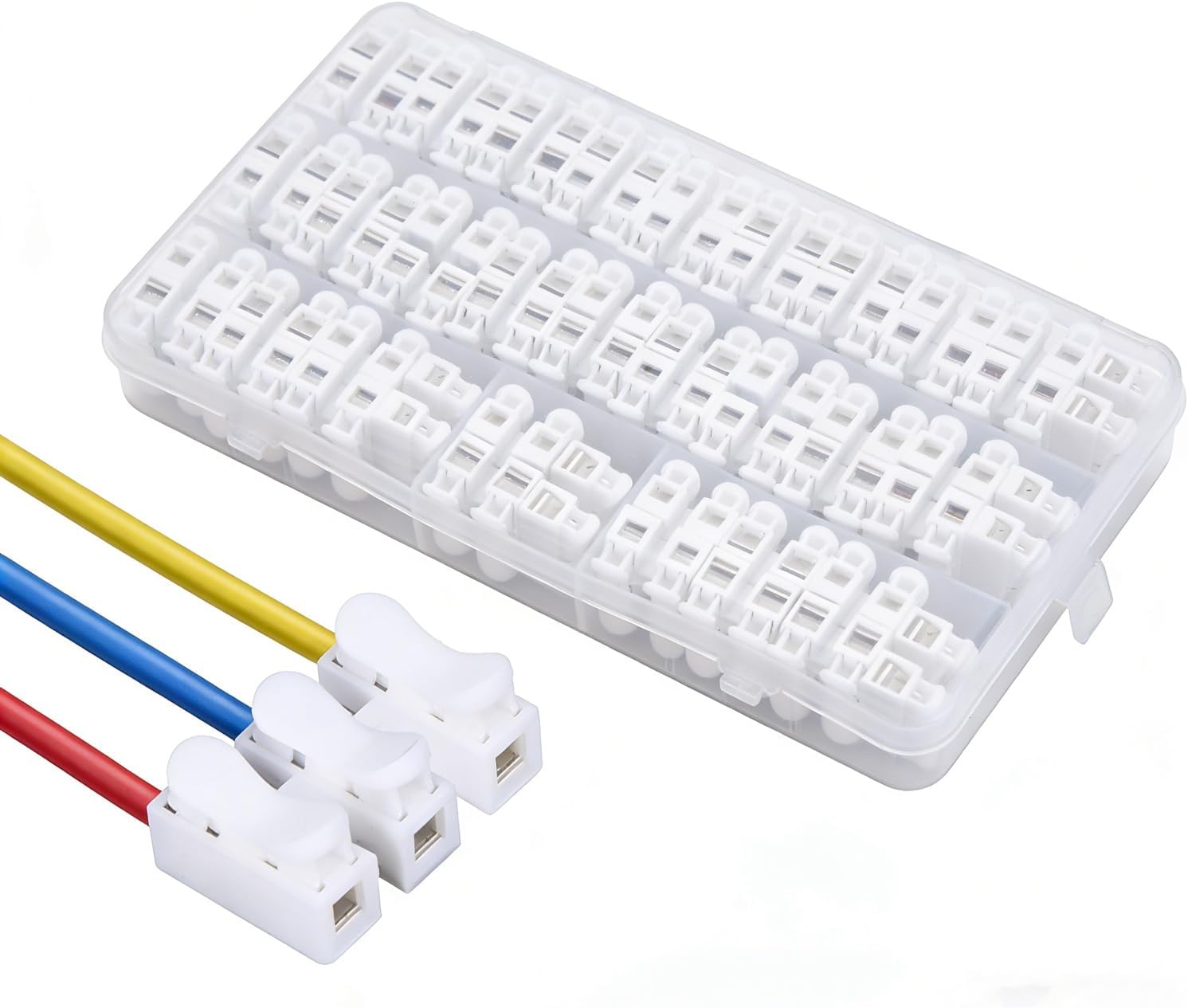 42pcs Spring Loaded Terminal Connectors – Quick Wire Push-in Connectors, 3 Pin Electrical Connectors, 20-24 AWG, Secure Locking for DIY, Automotive, Home Wiring (3 Pin)