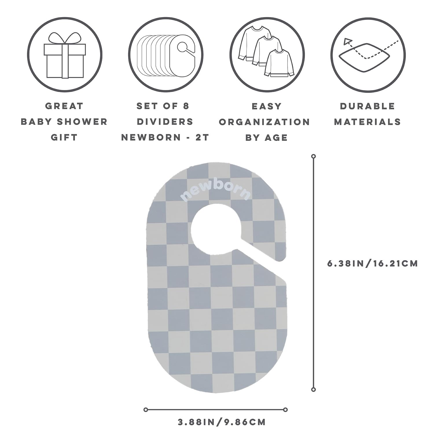 3 Sprouts Baby Wardrobe Dividers Set of 8, Hanger Closet Divider, Baby Clothes Organiser - Image 3