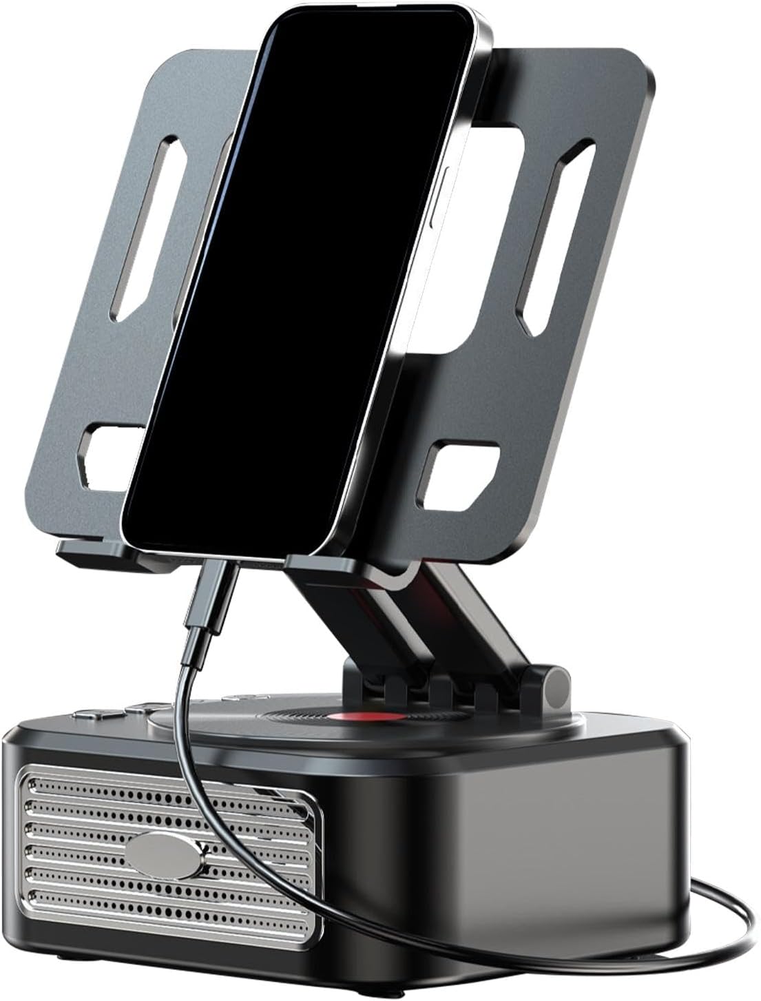 Phone Holder with Speaker - Rotatable Foldable Phone Stand with Wireless Speaker - Anti-Slip Base, Cool Tech Gadgets, Cellphone Stand for Home, Office, Outdoor Use